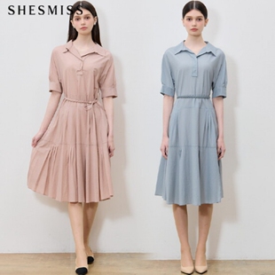 SHESMISS 方块连衣裙 奶油褶皱 (市场价格: 378000韩元)