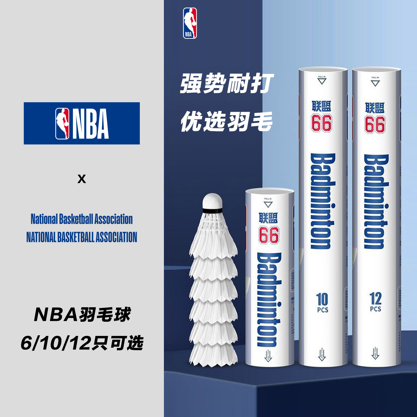 NBA羽毛球耐打王不易炸毛口粮球稳定训练专业比赛专用球正品旗舰