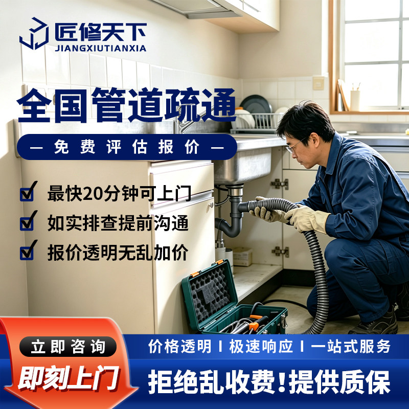 下水道疏通上门马桶疏通厨房地漏下水管道疏通渠厕所除臭维修服务