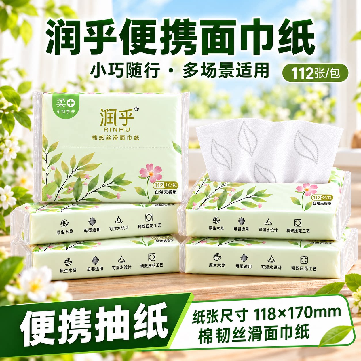 棉韧丝滑面巾纸轻便好用
