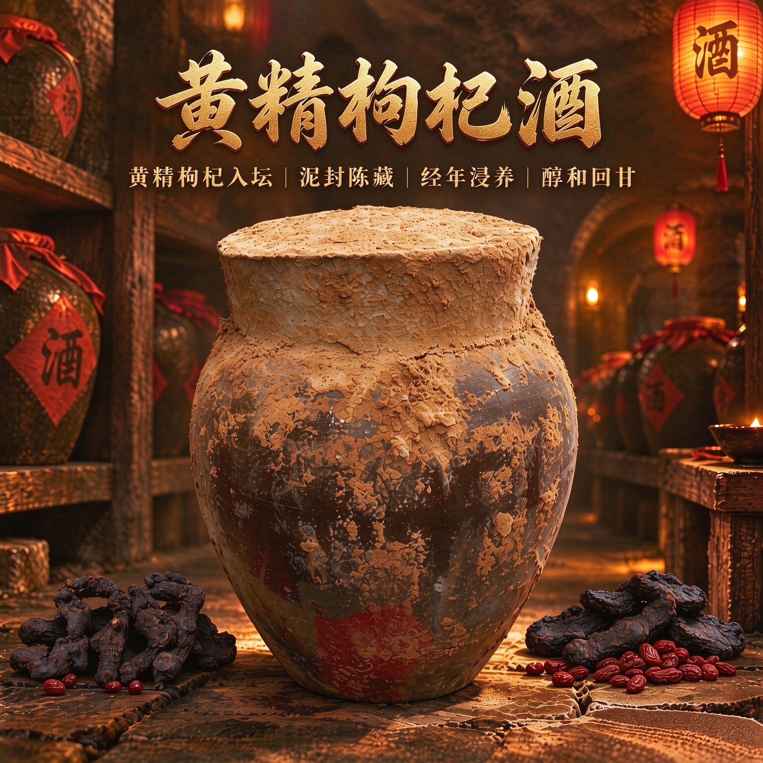 深山黄精枸杞酒10斤40度地窖酒纯粮食泡酒药材养生酒正宗九蒸九晒