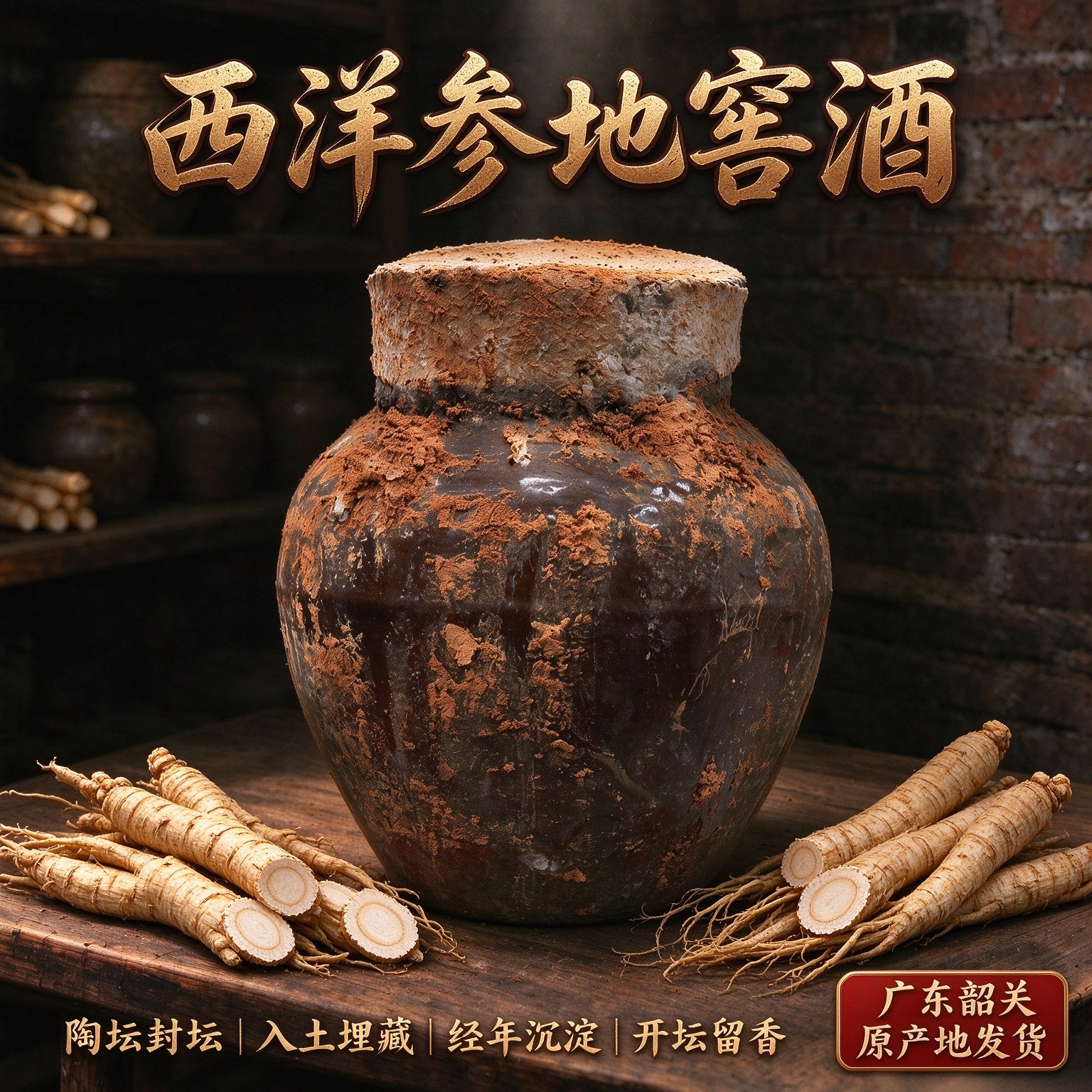 西洋参酒40度10斤花旗参地窖酒