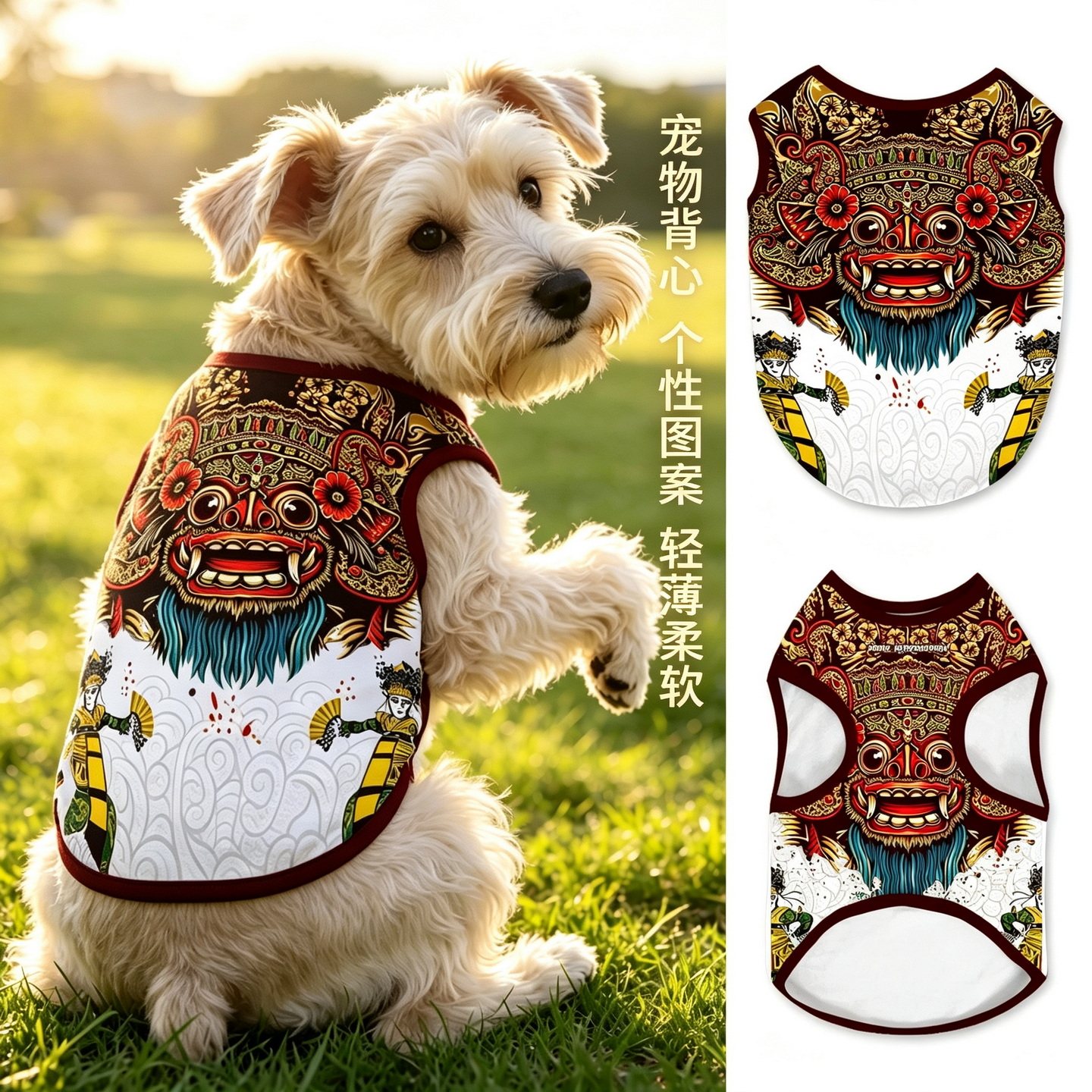 2027醒狮宠物背心泰迪博美萨摩耶柯基衣服大中小型防掉毛狗狗猫咪