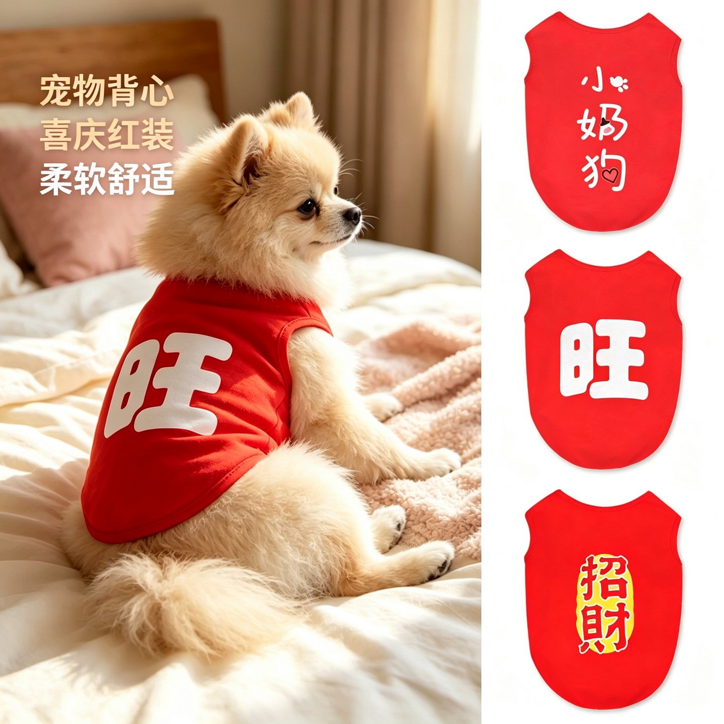 搞怪网络文字趣味宠物背心大中小型猫咪狗狗萨摩耶衣服透气防掉毛