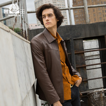 兽王真皮皮衣男绵羊皮海宁皮夹克冬新款商务休闲皮夹克翻领男装