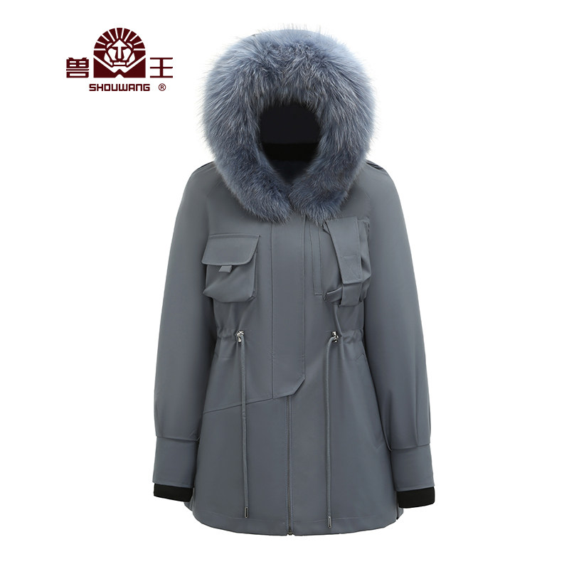 新款派克服女獭兔毛内胆可拆卸收腰显瘦真毛皮草外套