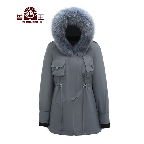 兽王通勤风兔毛内胆狐狸毛领皮草