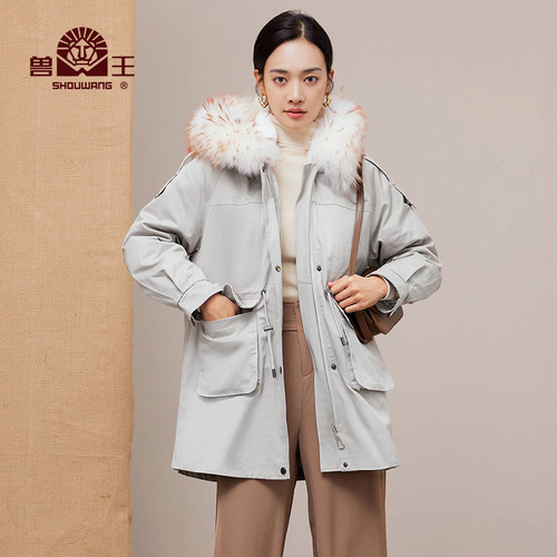 獭兔毛内胆貉子毛领派克服