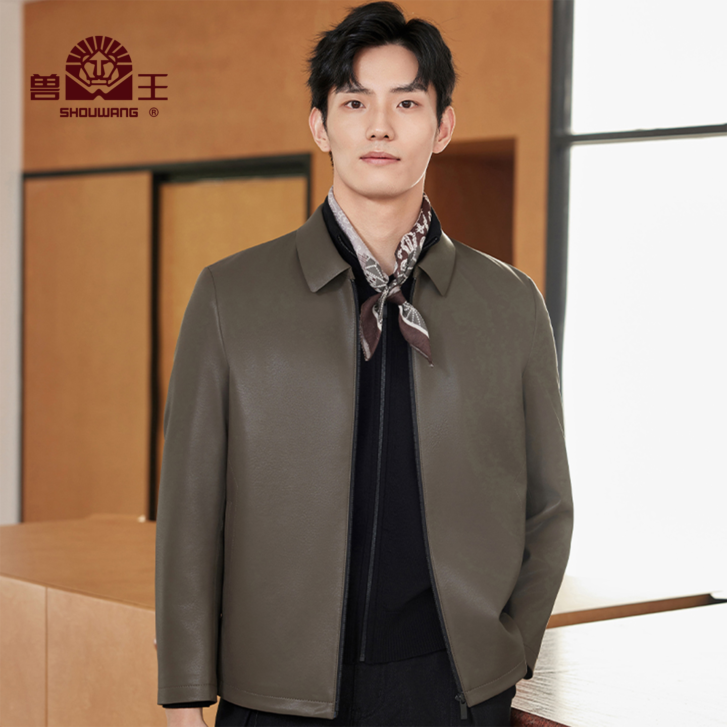 绵羊皮真皮衣男士翻领春秋新款