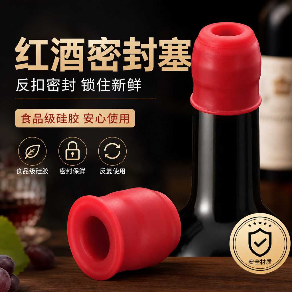 食品级大口径可反复使用高分子硅胶塞红酒白酒葡萄酒瓶通用塞盖