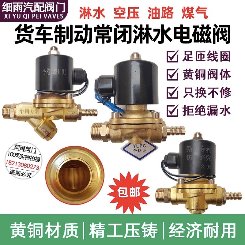 货车汽车煞车淋水器配件12V24V过滤电磁阀自动电子喷水阀放水开关