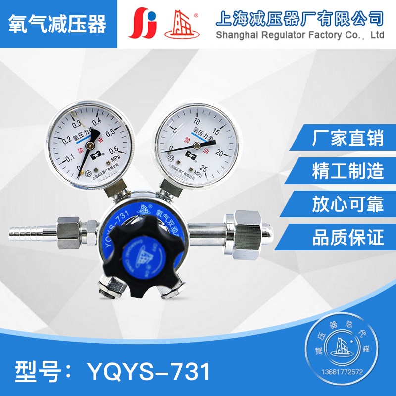 YQYS-731双极式氧气减压器调压阀减压调压稳定上海减压器厂压力表