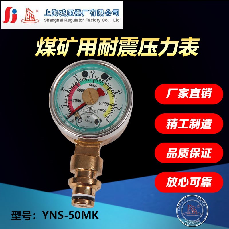 YNS-50MK煤矿用耐震压力表0-80MPA 11600PSI上海减压器厂有限公司