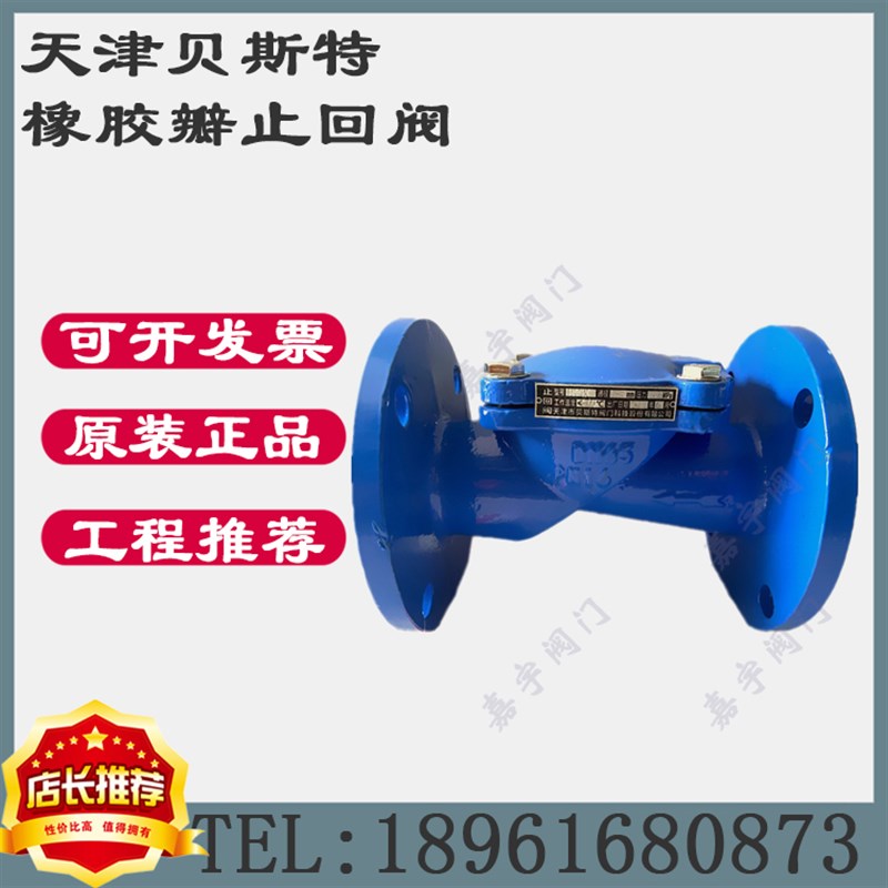H44X-16Q橡胶瓣止回阀法兰铸铁单向阀止逆阀天津贝斯特DN50 65 80