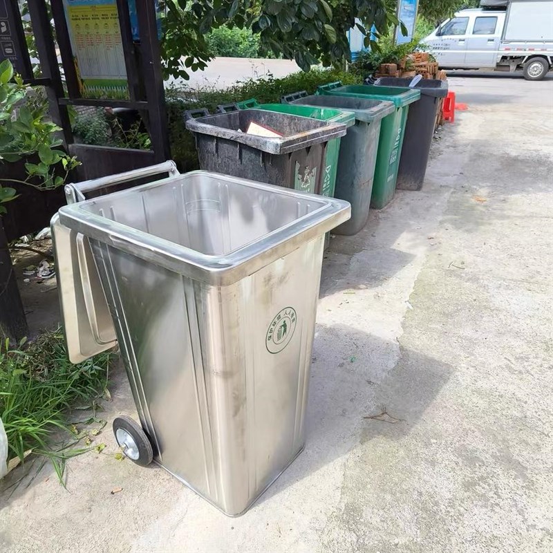 240L铁皮垃圾桶镀锌铁质环卫垃圾桶大号挂车方形120L不锈钢桶