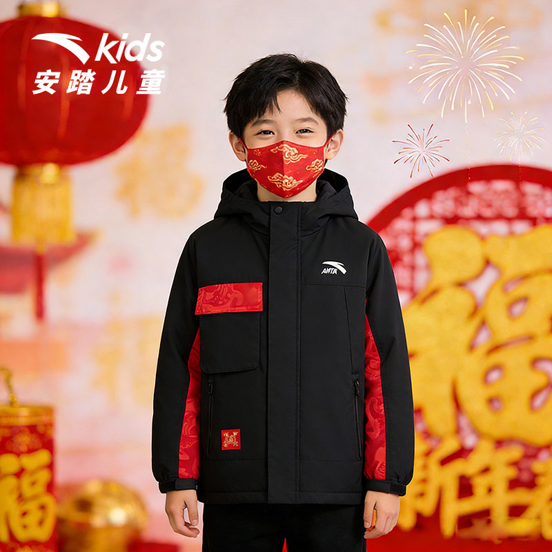 安踏男大童摇粒绒保暖外套