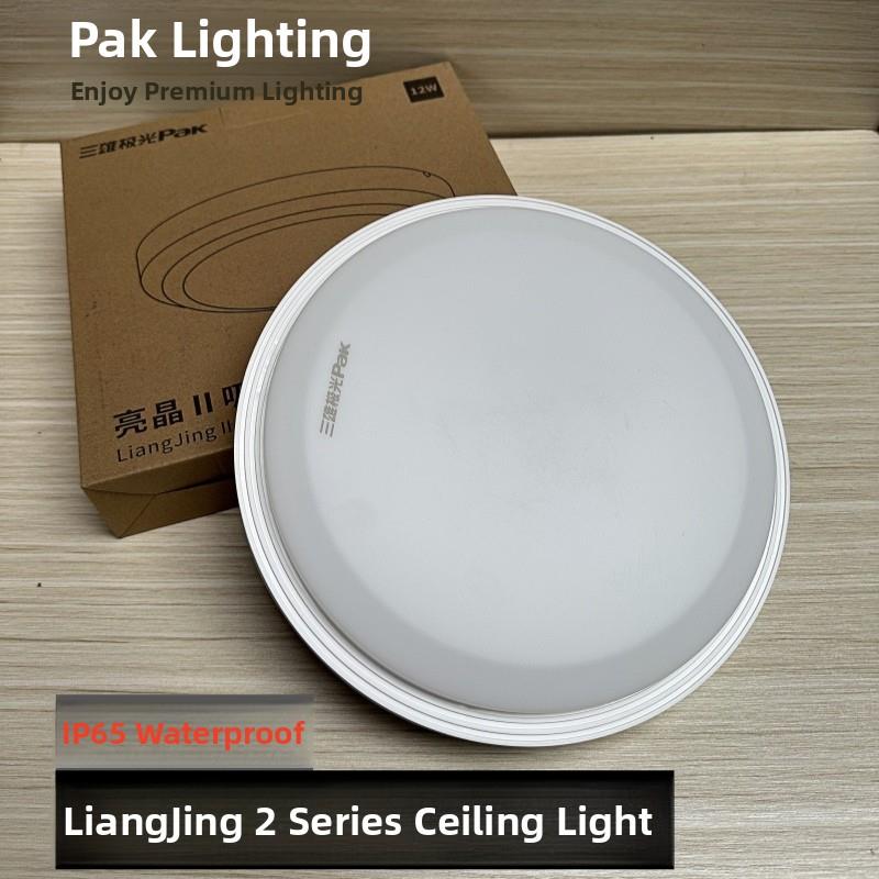 三雄极光三防吸顶灯亮晶12W24WLED防水防尘蚊玄关阳台走廊灯IP65图片