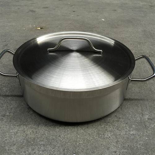 商用特厚不锈钢复底大汤锅火锅盆平底炖锅酒店厨房矮身汁锅通用
