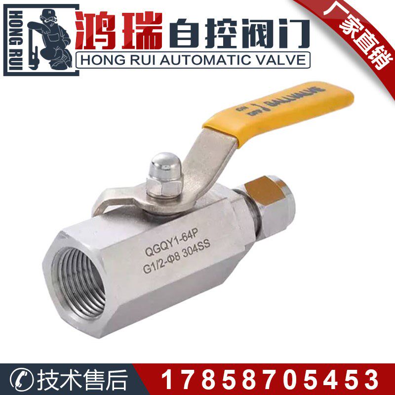 304/316不锈钢 QGQY1-64P手动内螺纹卡套球阀 高压气源活接开关阀