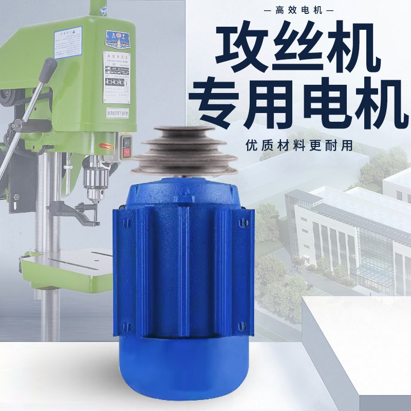 攻丝机电机220v380V三单相家用工业马达卧式异步电动机带轮皮带盘