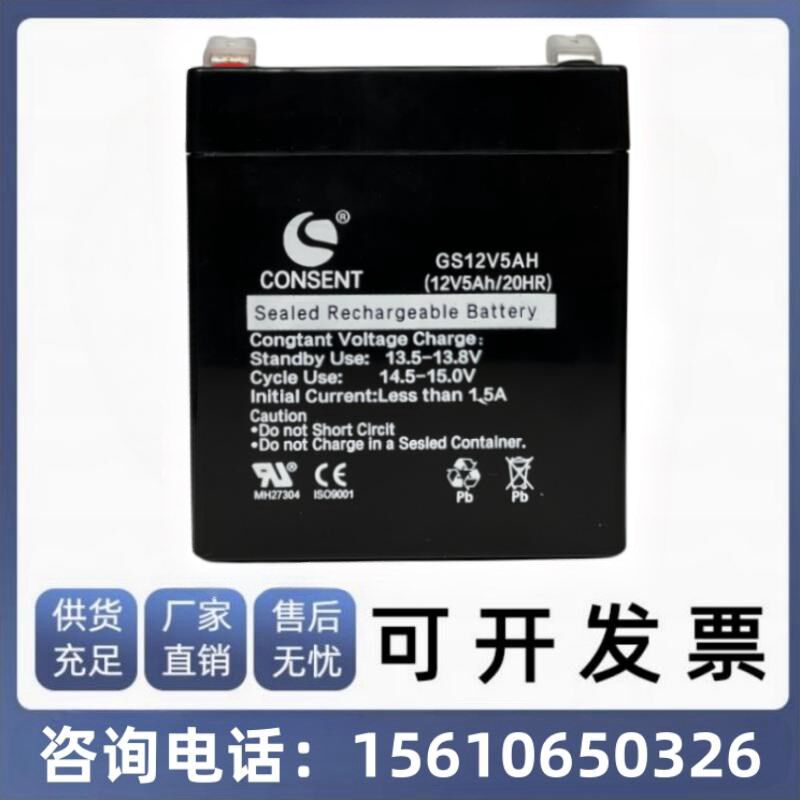 CONSENT免维护蓄电池光盛 GS12V5AH(12V5AH/20HR)卷闸门应急电源