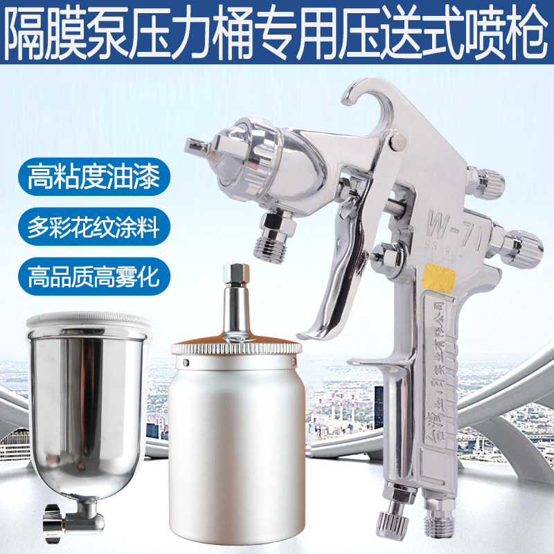 台湾W-71/W77喷枪家俱汽车喷漆枪高雾化隔膜泵储水压力桶用压送式