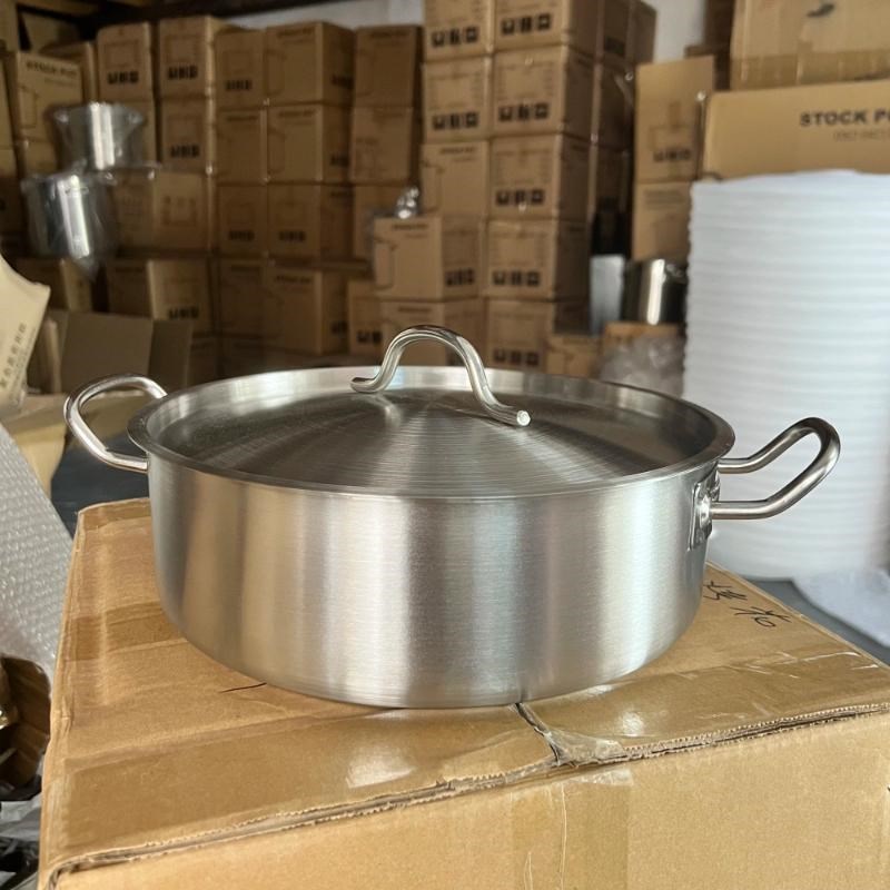 不锈钢复底双耳厚底火锅家用酒店商用清汤锅奶锅双耳汤锅炉具通用