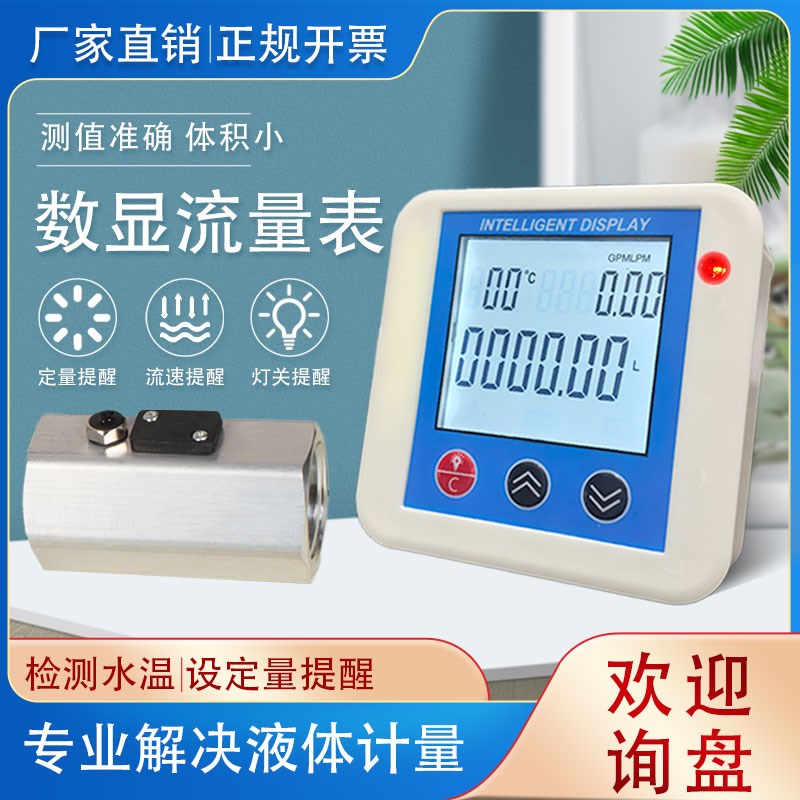 温港 涡轮流量计电子数显油水甲醇流传感器流量 温度流速显示仪表