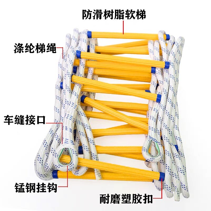 消防逃生软梯绳梯家用5/10/15/20米攀爬户外高空应急爬梯钢丝包邮图片