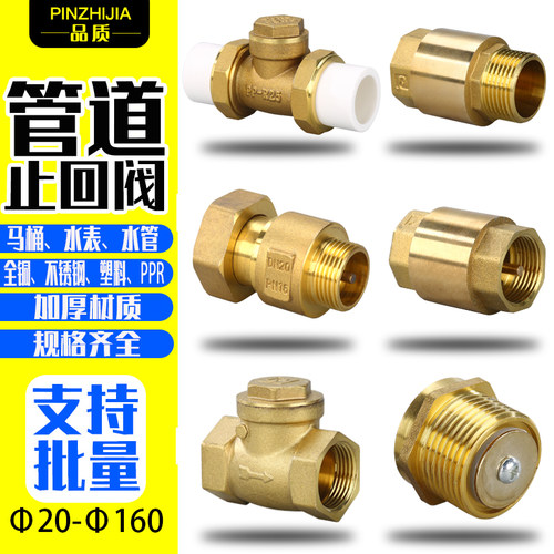 4分止回阀马桶防反水铜制立式逆止阀 25mmPPR水管止逆阀鹏邦品牌