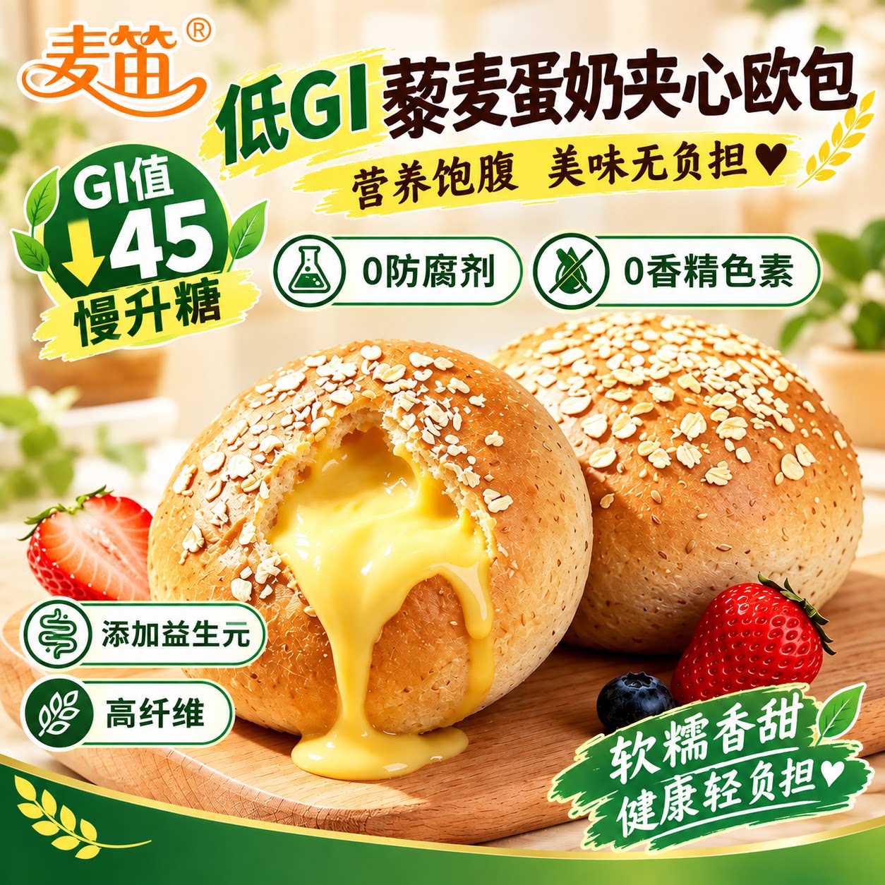 低GI藜麦蛋奶欧包饱腹代餐图片