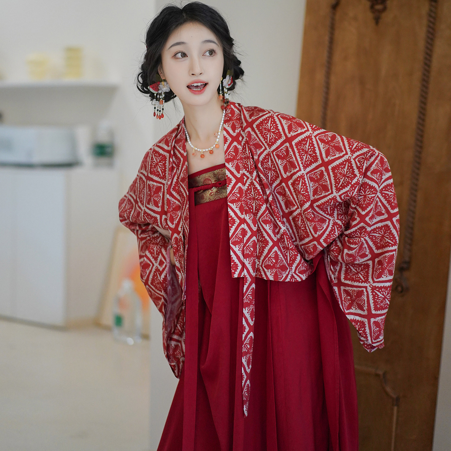 芷蘅间千灯夜行唐制汉服法门寺外衫一片式齐胸裙新中式敬酒服新娘