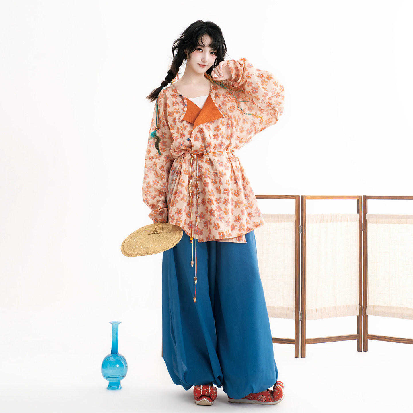 芷蘅间 橘蓝夏梦 新款汉服女原汉服套装