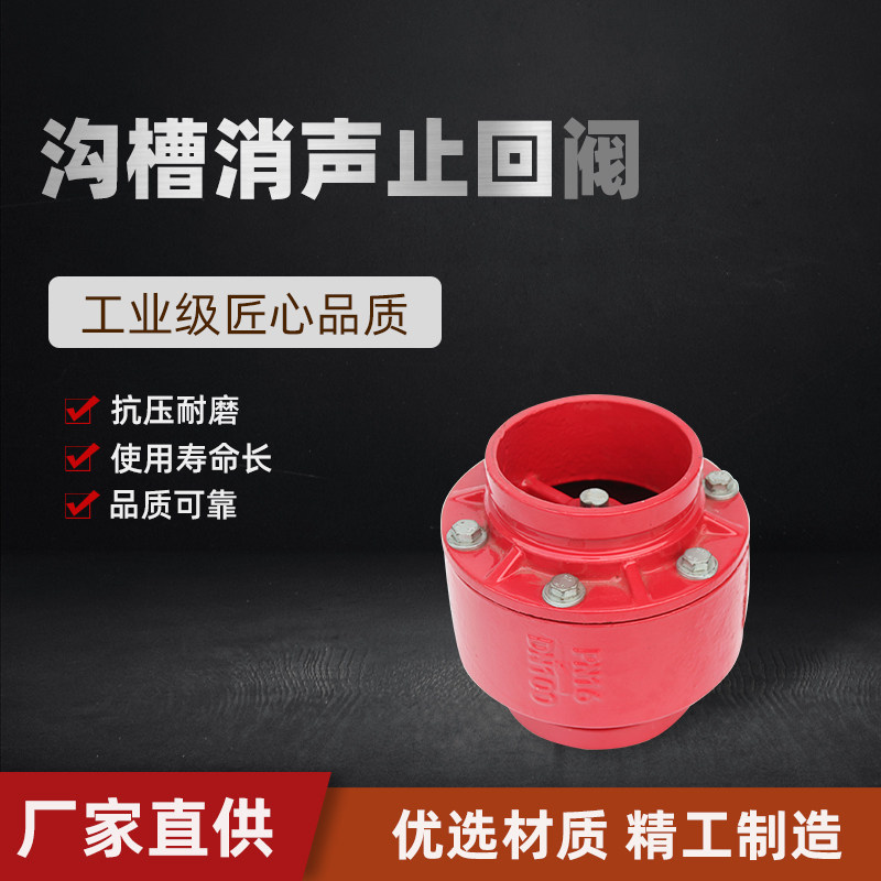 不锈钢沟槽式消声止回阀DN65-200水表防水开关法兰镀锌卡箍HC81X