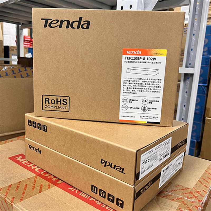 腾达TEF1109P-8-102W 8口POE百兆250米传输交换机监控AP大功率