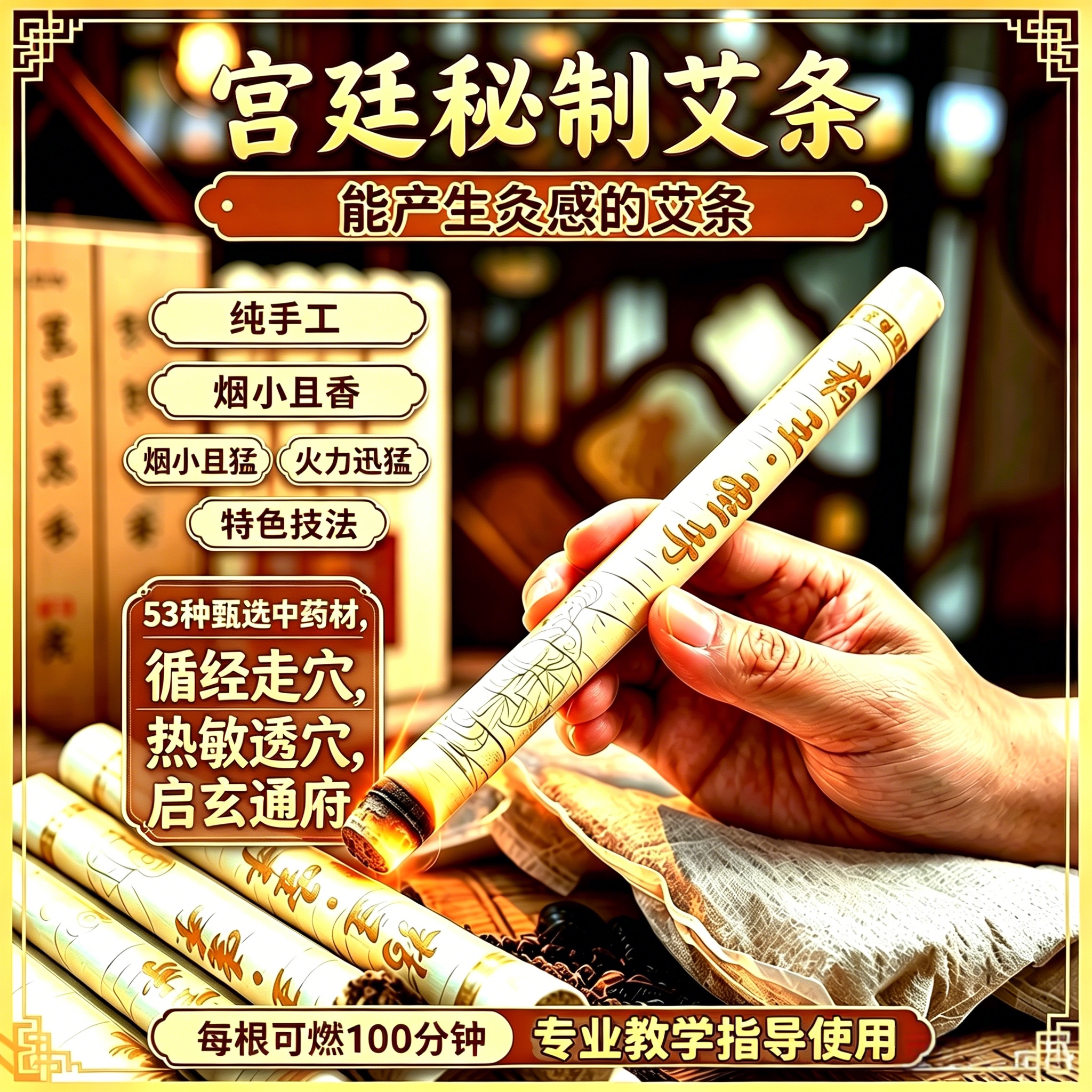 药王圣手宫廷灸艾条热敏透穴手工循经传感秘制艾条调理身体指导