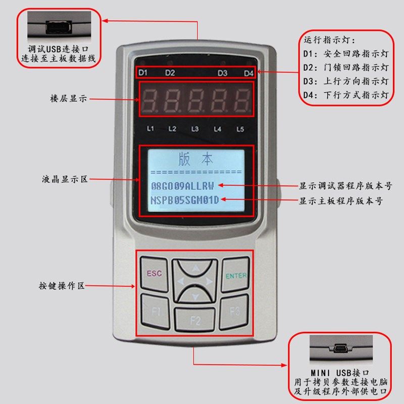 电梯配件服务器电梯通用调试器AS380 二代手持操作器适用于新时达