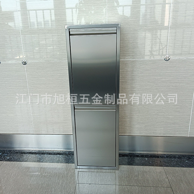 不锈钢304垃圾桶嵌入式加厚双层垃圾桶厨房厕所大号壁挂垃圾箱