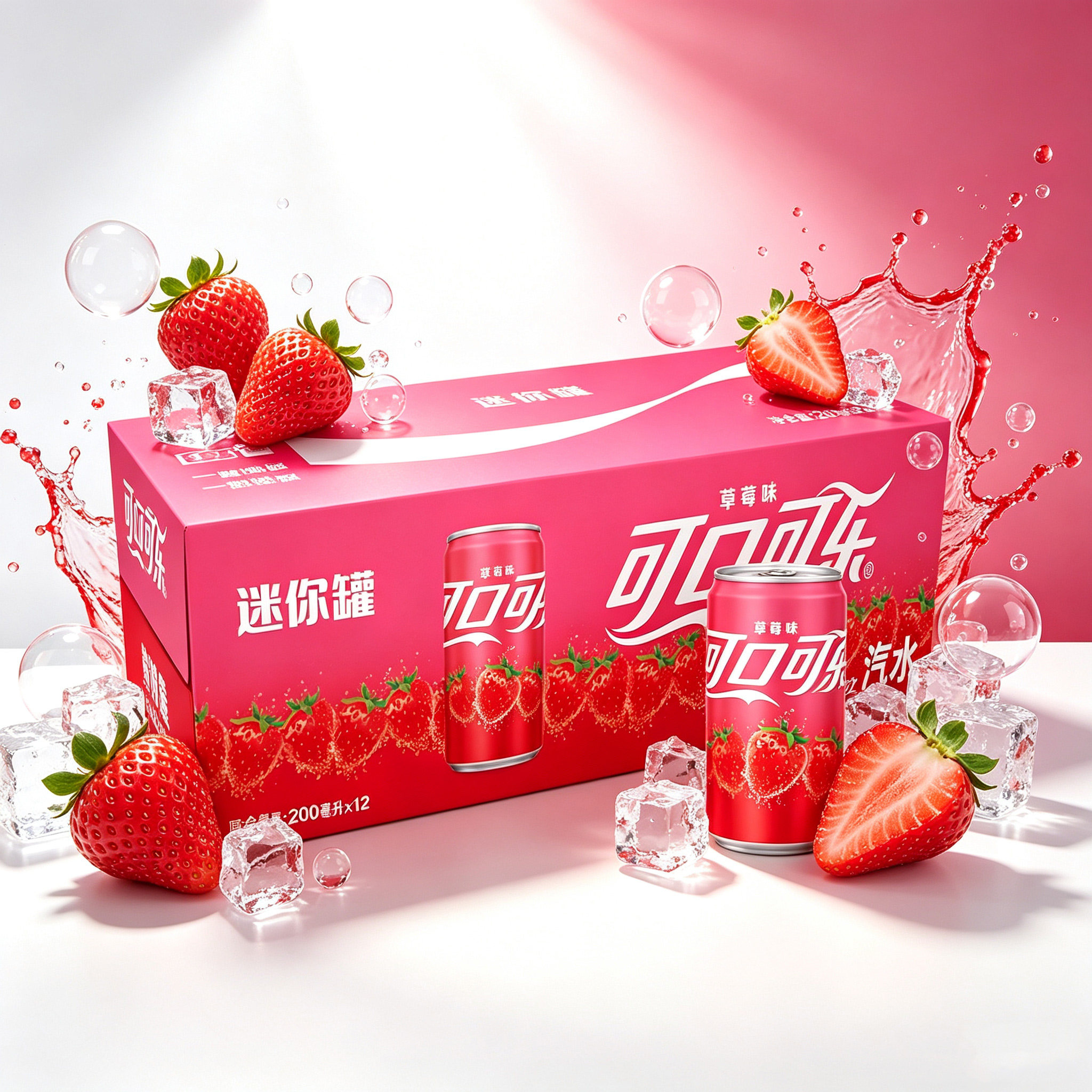 可口可乐草莓味200ml×12罐饮料