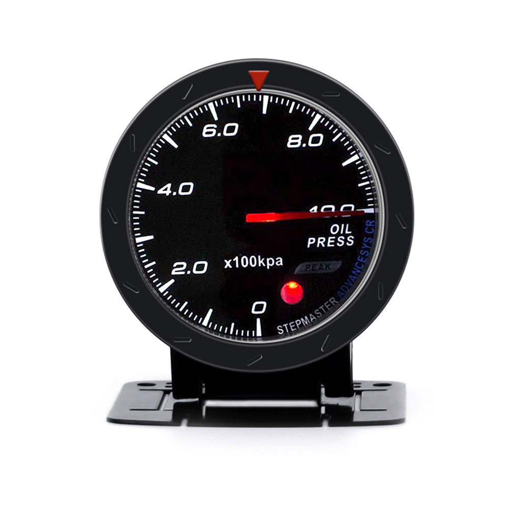 跨境汽车改装油压表12V60mm通用款 红光白光赛车油压表黑面