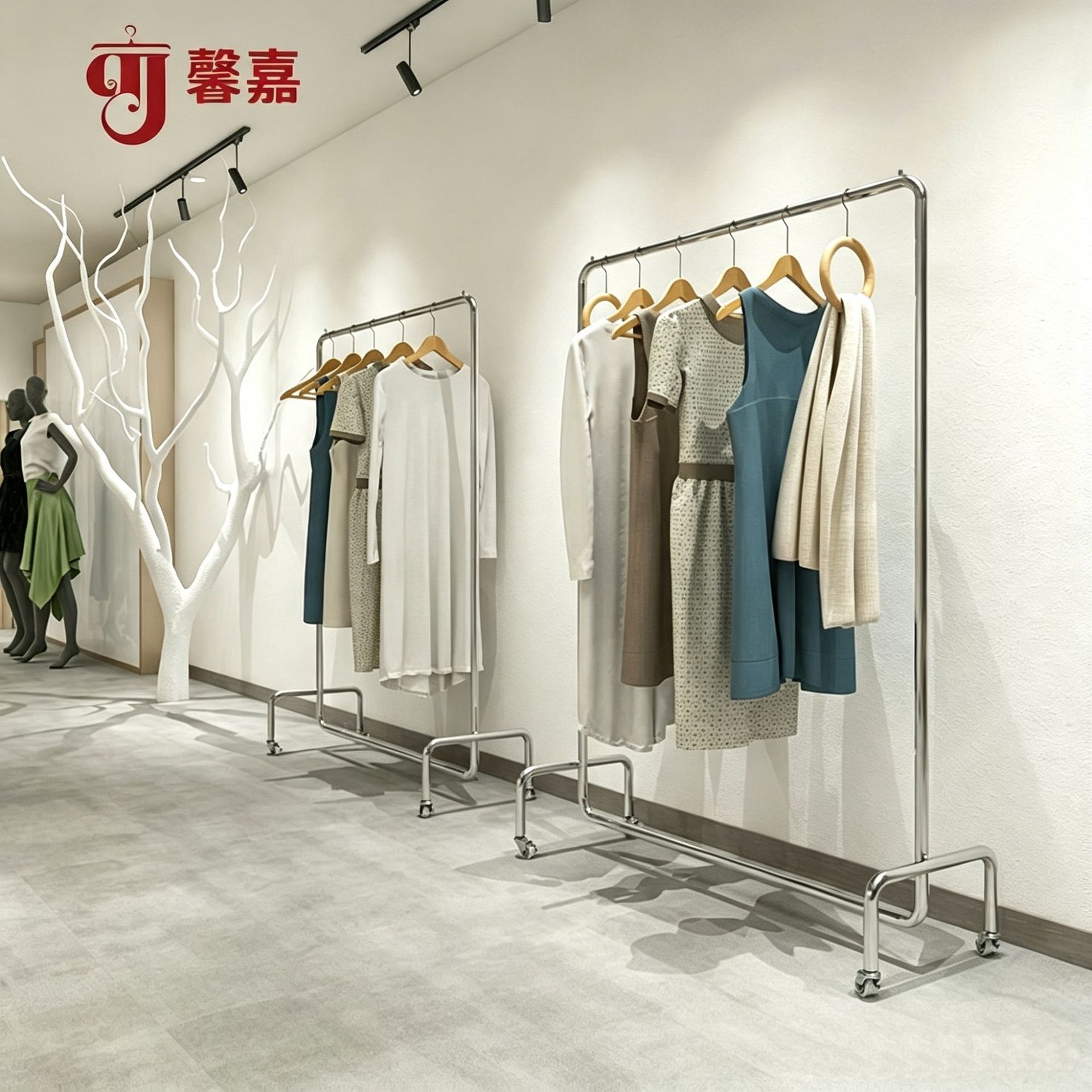 衣架落地批发龙门架直播间挂衣杆服装店展示架不锈钢可移动衣帽架