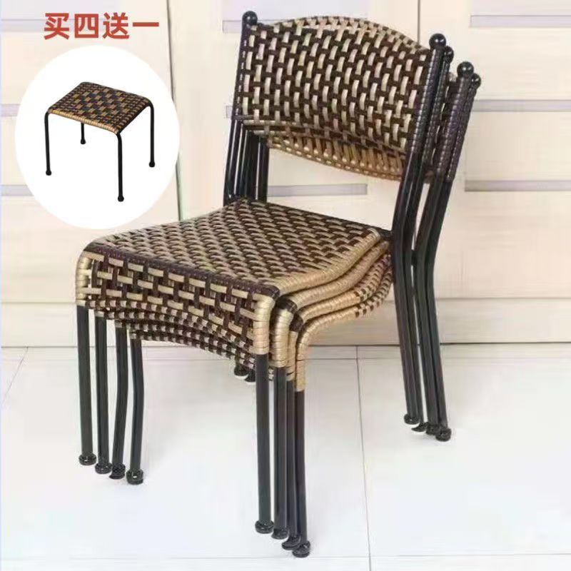 家用小藤椅子靠背椅客厅阳台家用休闲手工编织藤椅矮凳子餐椅工厂