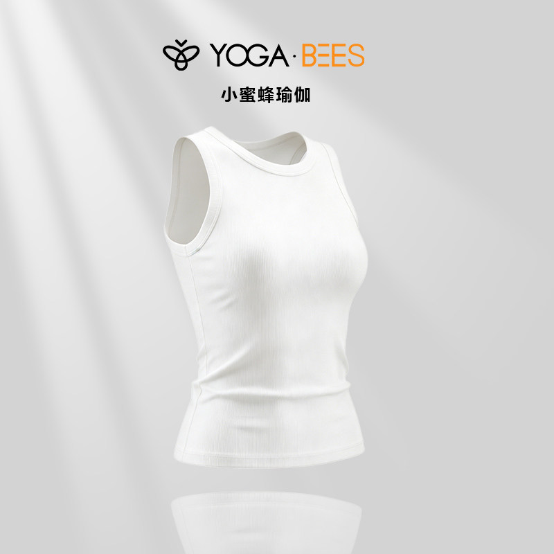 YOGABEES小蜜蜂瑜伽无缝运动短款背心女圆领无袖上衣内搭外穿居家