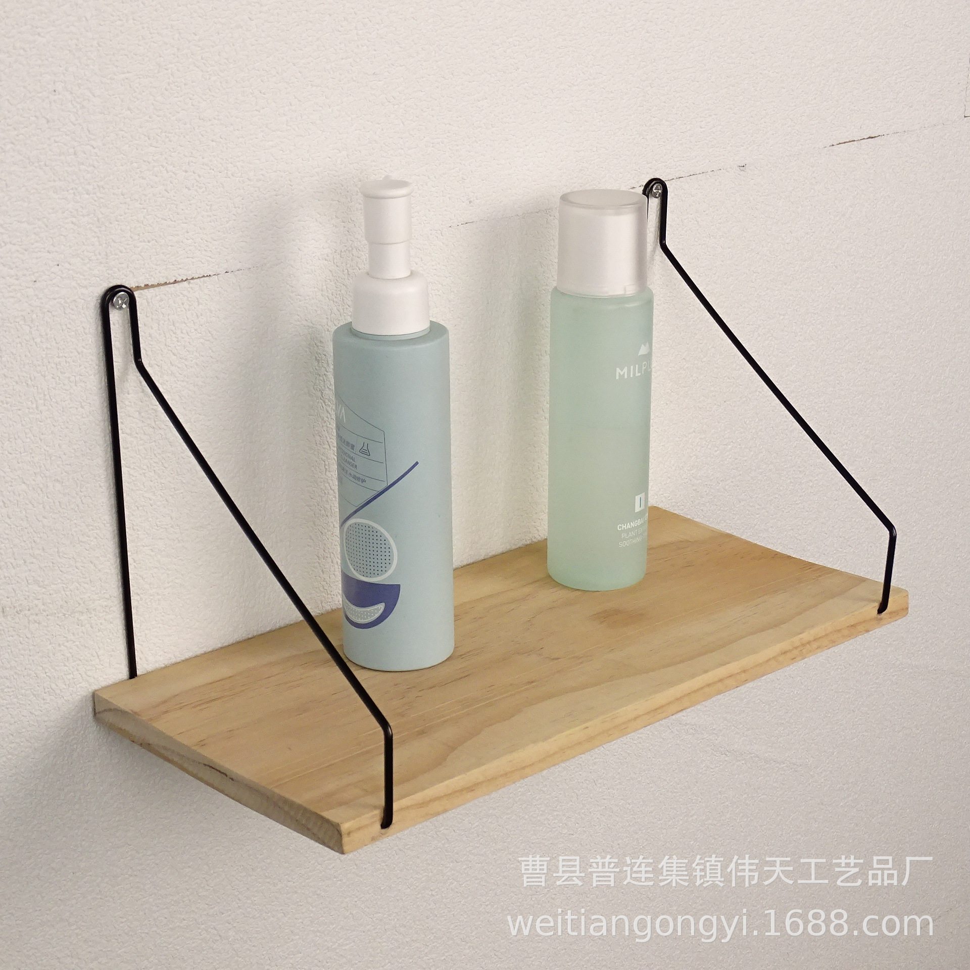 美式木质壁挂式储物架墙上置物层架客厅一字搁板木制壁挂收纳架