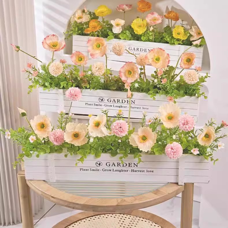 栅栏花假花摆件客厅装饰阳台摆设花束绿植盆栽干花装饰品花艺