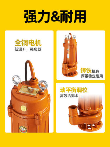 WQ小型污水泵2寸水泵抽粪泥浆220v家用潜水排污泵380v三相泥浆泵