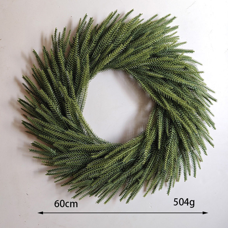 亚马逊仿真圣诞石松花环福克斯绿植石松家居墙饰挂件装饰仿真花环