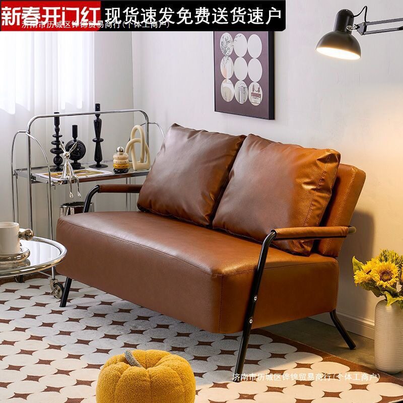 单人铁艺沙发客厅2024新款出租房小户型服装店复古风沙发小沙发椅