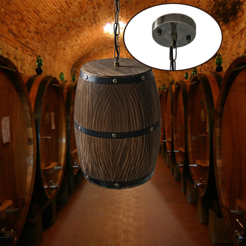 橡木桶啤酒桶复古灯具实木制红酒桶吊灯酒吧酒庄餐厅仿古挂灯厂家