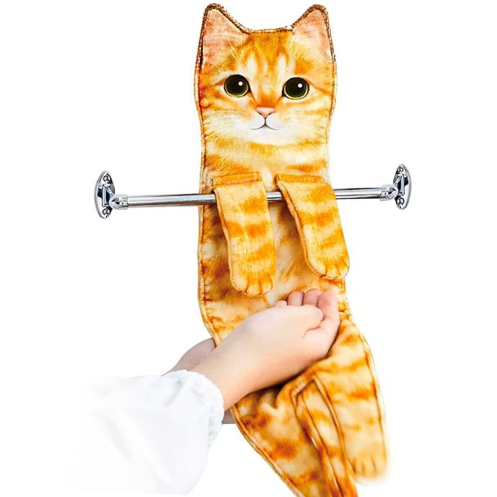现货日系可爱逼真猫造型猫毛巾擦脸吸水猫咪擦手巾可挂式悬挂印花